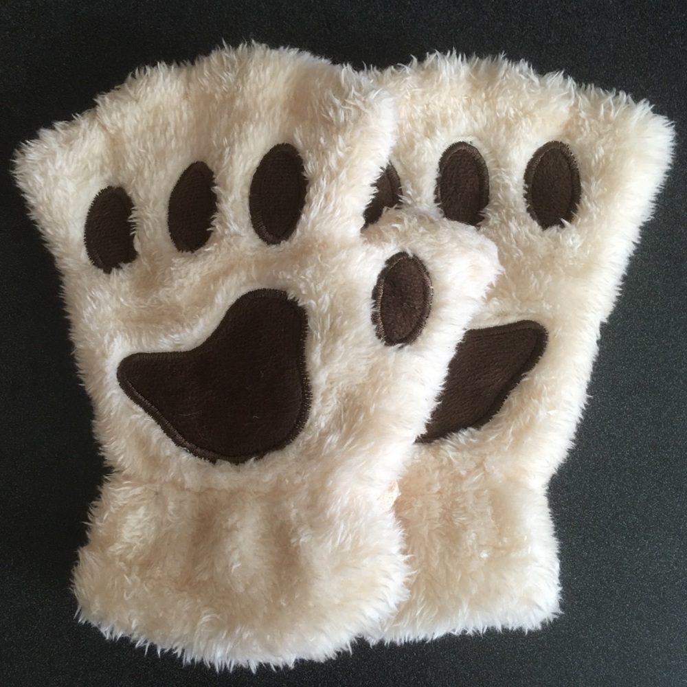animal paw fingerless gloves